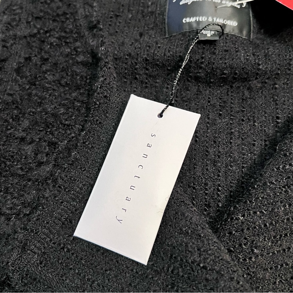 NWT Sanctuary Essential City Vest Sz S Black Double Breasted Teddy Wool Blend - Picture 12 of 16